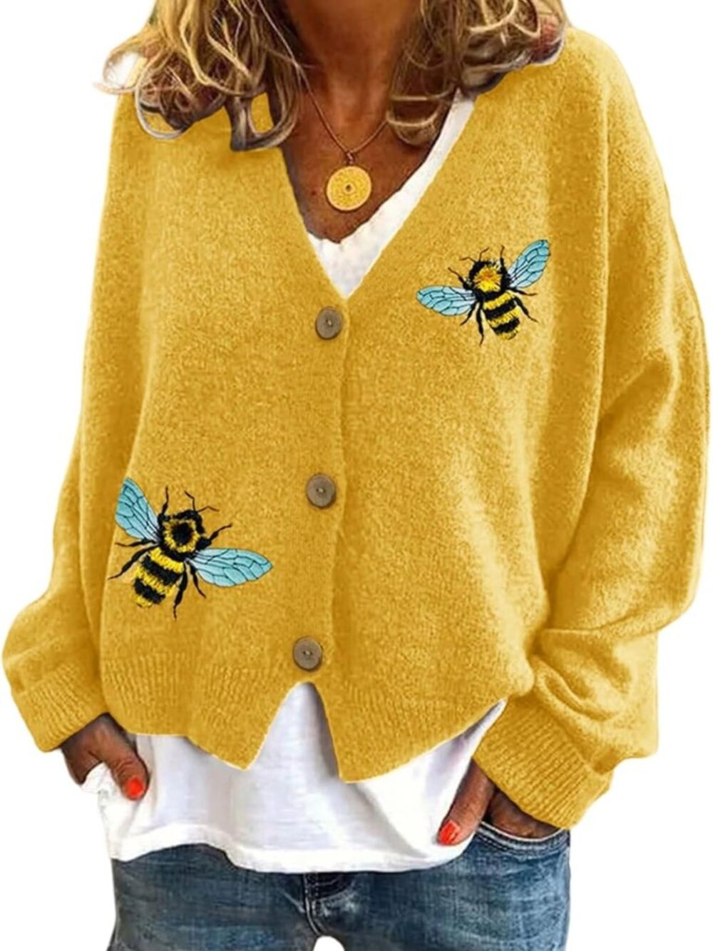 Cute Embroidered Button Down Cardigan Sweater for Women - Cozy & Stylish